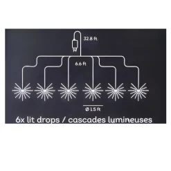 LED Tree Polestar - 432 Warm White Flashing Lights, 6 Lit Drops|Lumineo