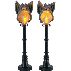Spooky Town Gargoyle Lamp Post Set of 2|Lemax Outlet