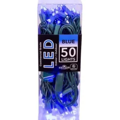 50-Light LED Blue Light Green Wire Set | The Christmas Loft|Kurt Adler Online