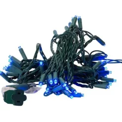 50-Light LED Blue Light Green Wire Set | The Christmas Loft|Kurt Adler Online