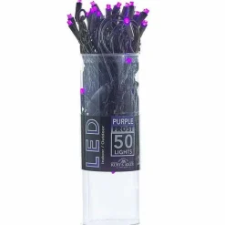 50-Light LED Purple Frost Black Wire Light Set | The Christmas Loft|Kurt Adler Discount