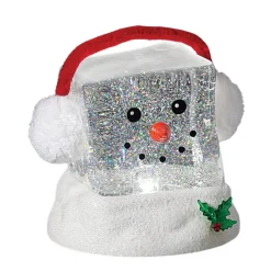 Lighted Cube Head Snowman Swirling Shimmer| New