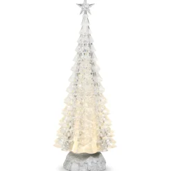 Lighted Silver Tree with Swirling Glitter| Best