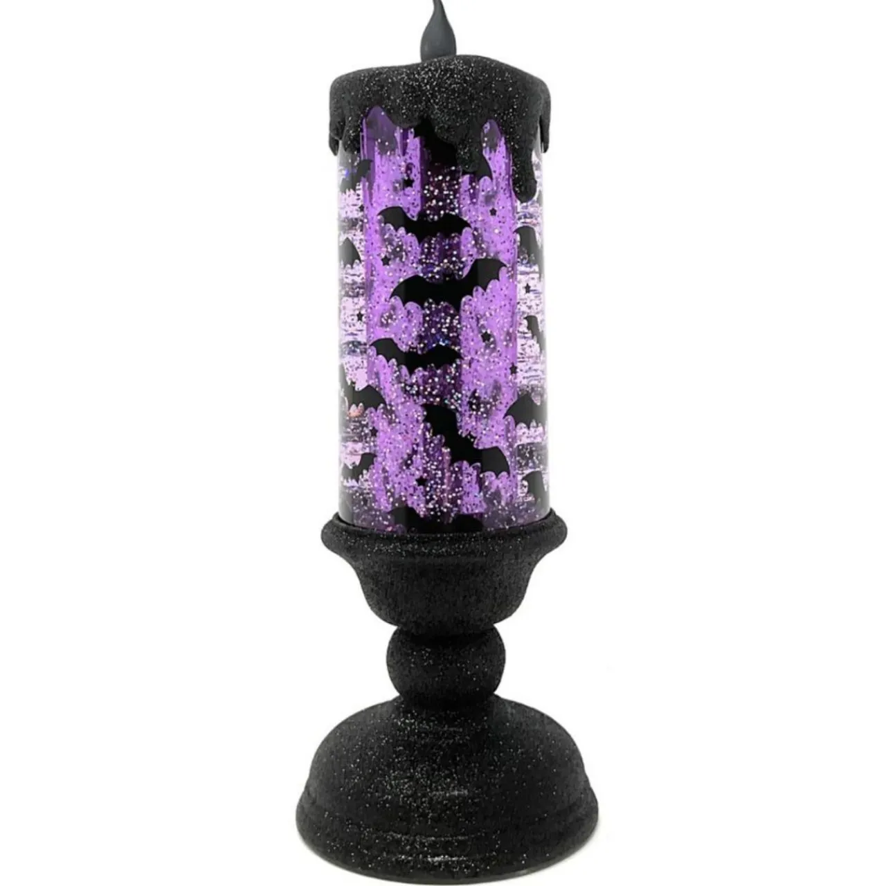 Lit Bat Candle With Purple Swirl Glitter| Sale