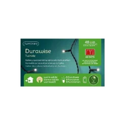 48 LED Battery Operated Warm White Twinkle Lights Black Wire | The Christmas Loft|Lumineo Clearance