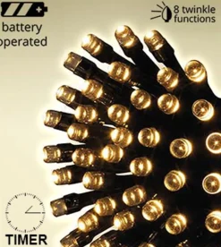 48 LED Battery Operated Warm White Twinkle Lights Black Wire | The Christmas Loft|Lumineo Clearance