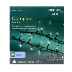 1000 LED Cool White Christmas Compact Lights Set, Green Wire 74 Feet|Lumineo Online