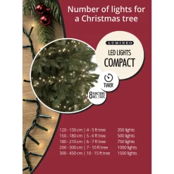 500 LED Cool White Christmas Compact Lights Set, Green Wire 36 Feet|Lumineo Hot