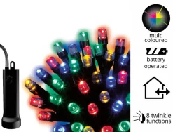 48 LED Multi-Colored Battery-Operated Christmas Lights Set, Black Wire 1|Lumineo Sale