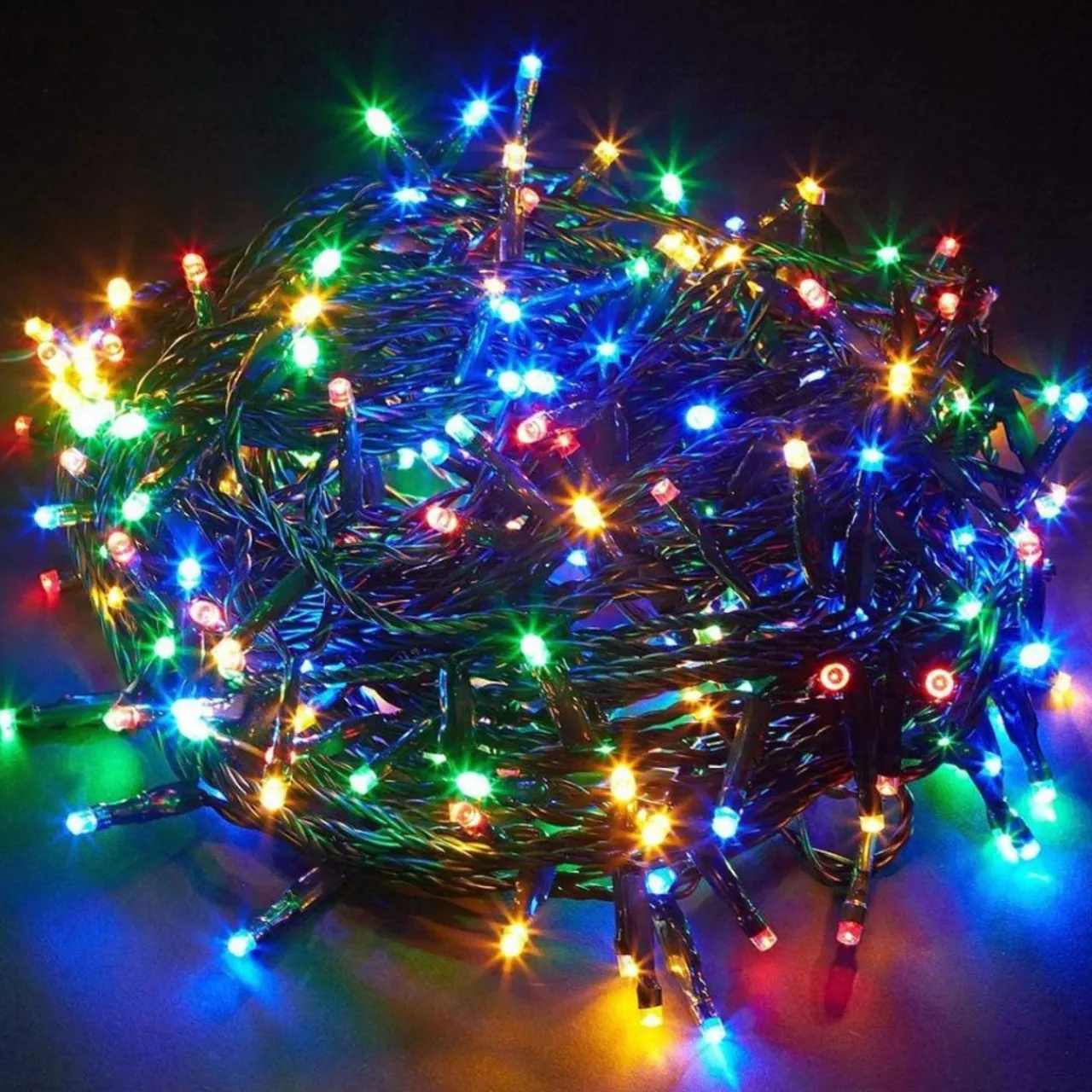 500 LED Multi-Colored Christmas Compact Lights Set, Green Wire 36 Feet -|Lumineo Outlet