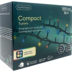 500 LED Multi-Colored Christmas Compact Lights Set, Green Wire 36 Feet -|Lumineo Outlet