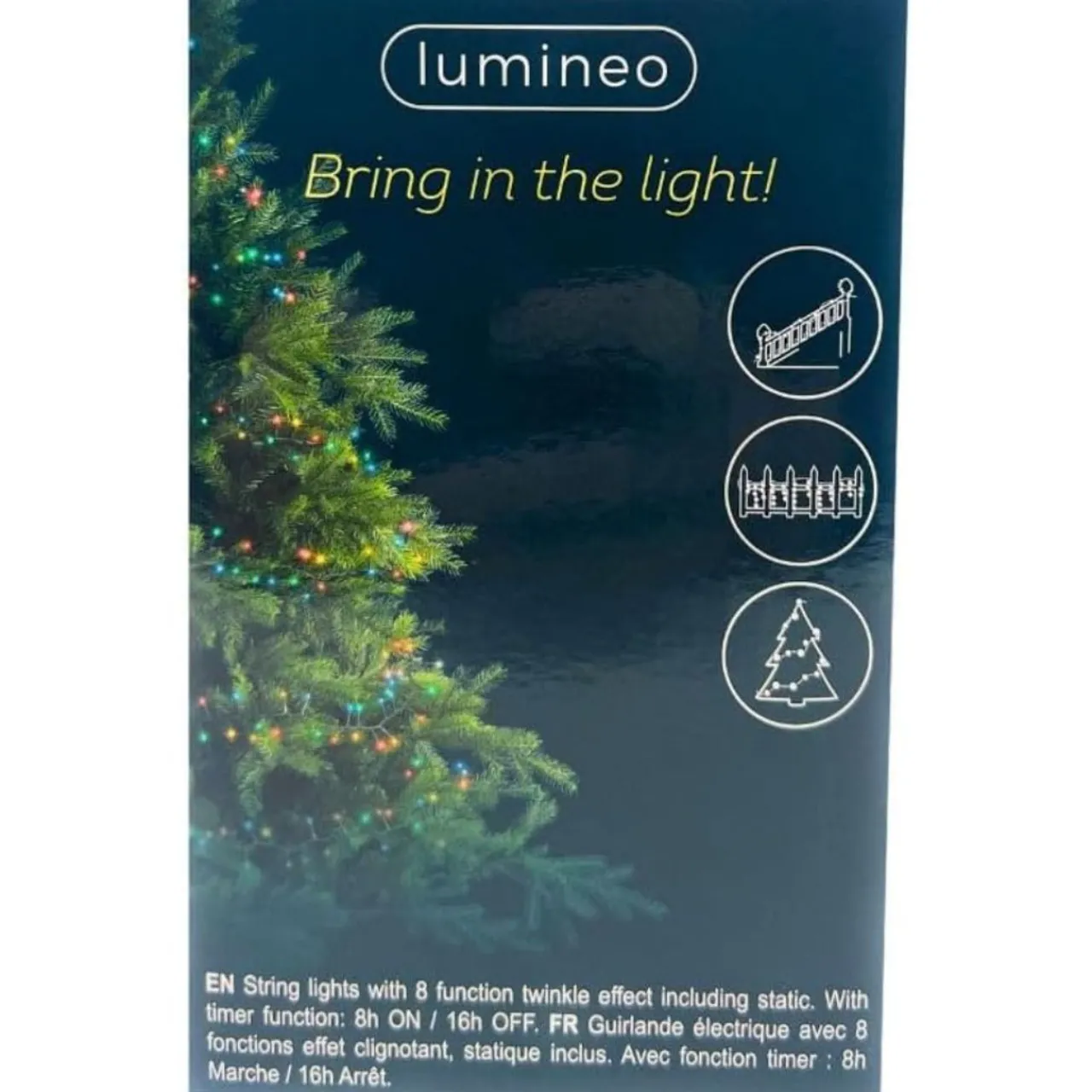 500 LED Multi-Colored Christmas Compact Lights Set, Green Wire 36 Feet -|Lumineo Outlet