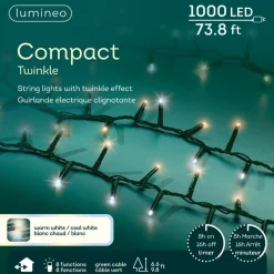 1,000 LED Warm And Cool White Compact Twinkle Lights|Lumineo Discount