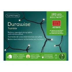 192 LED Warm White Battery-Operated Twinkle Lights Black Wire | The Christmas Loft|Lumineo Sale