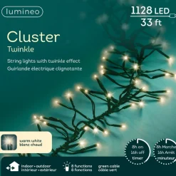 1128 LED Warm White Cluster Lights Green Wire  | The Christmas Loft|Lumineo Clearance