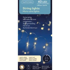 40 LED Warm White Lights Silver Micro Wire - The Christmas Loft|Lumineo Outlet