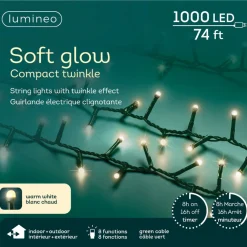 1,000 LED Warm White Soft Glow Compact Twinkle Lights|Lumineo Sale