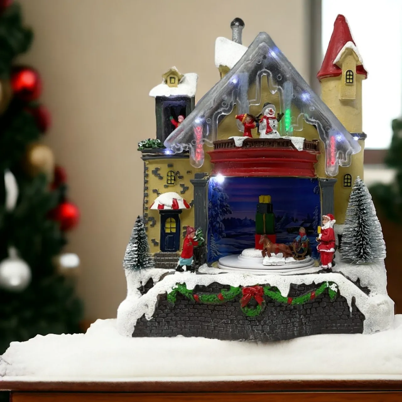 Animated Christmas House with Santa - 12”x9” Scene|Lumineo Sale