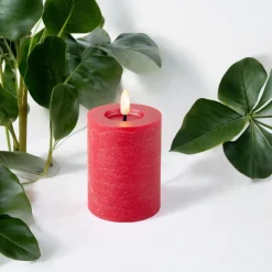 Battery Operated Red Wax 4.5 in Candle|Lumineo Sale