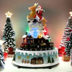 Enchanted Flying Santa LED Music Box|Lumineo Clearance