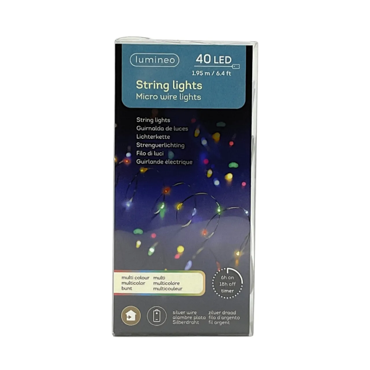 40-LED Multicolor Micro String Lights with Timer, Indoor, Battery|Lumineo New