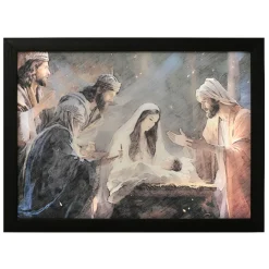 LED Nativity Scene with the Three Wise Men Canvas|Lumineo Discount