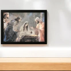 LED Nativity Scene with the Three Wise Men Canvas|Lumineo Discount