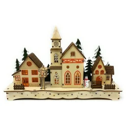 Lighted Wood Winter Village Scene|Lumineo Online