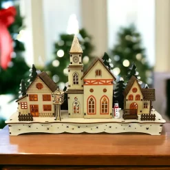 Lighted Wood Winter Village Scene|Lumineo Online