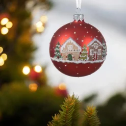 Matte Red Christmas Village Ornament| Sale