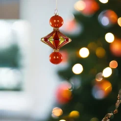 Merry & Bright Spindle Ornament - Light Red|Cody Foster & Co. Hot