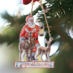 Metal Santa Claus with Deer Ornament| Hot