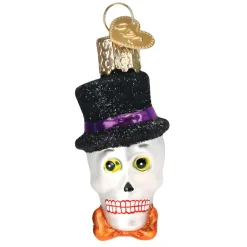 Mini Top Hat Skull Ornament|Old World Glass Online