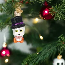 Mini Top Hat Skull Ornament|Old World Glass Online
