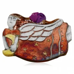 Moon Angel Raku Ornament Handcrafted from Raku Potteryworks| Online