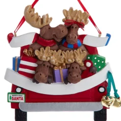 Moose Family of Four in Car Personalized Ornament - 4 Names Hand Personalized|Kurt Adler New