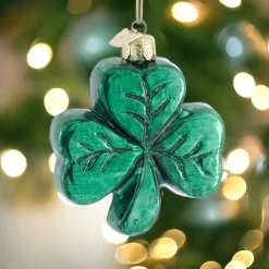 Noble Gems Blown Glass Shamrock Ornament 3.25"|Kurt Adler Hot