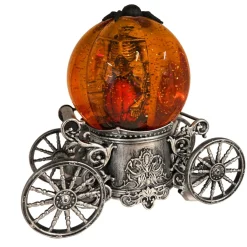 Orange B/O Lighted Halloween Spinning Water Globe w/ Rotating Figurine| New
