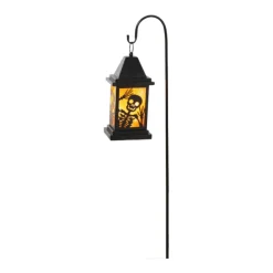 Orange Solar Powered Lantern With Skeleton Yard Theme| Clearance