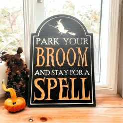 Park Your Broom Engraved Wooden Easel Sign| Outlet