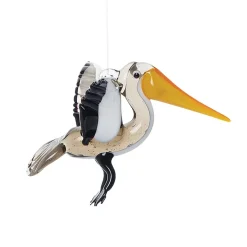 Pelican In Flight Artglass Hanging Ornament| Discount