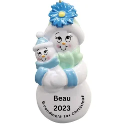 Personalized Blue Grandmas First Christmas Ornament|