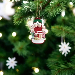 Personalized Family of Six Christmas Ornament with Dog|