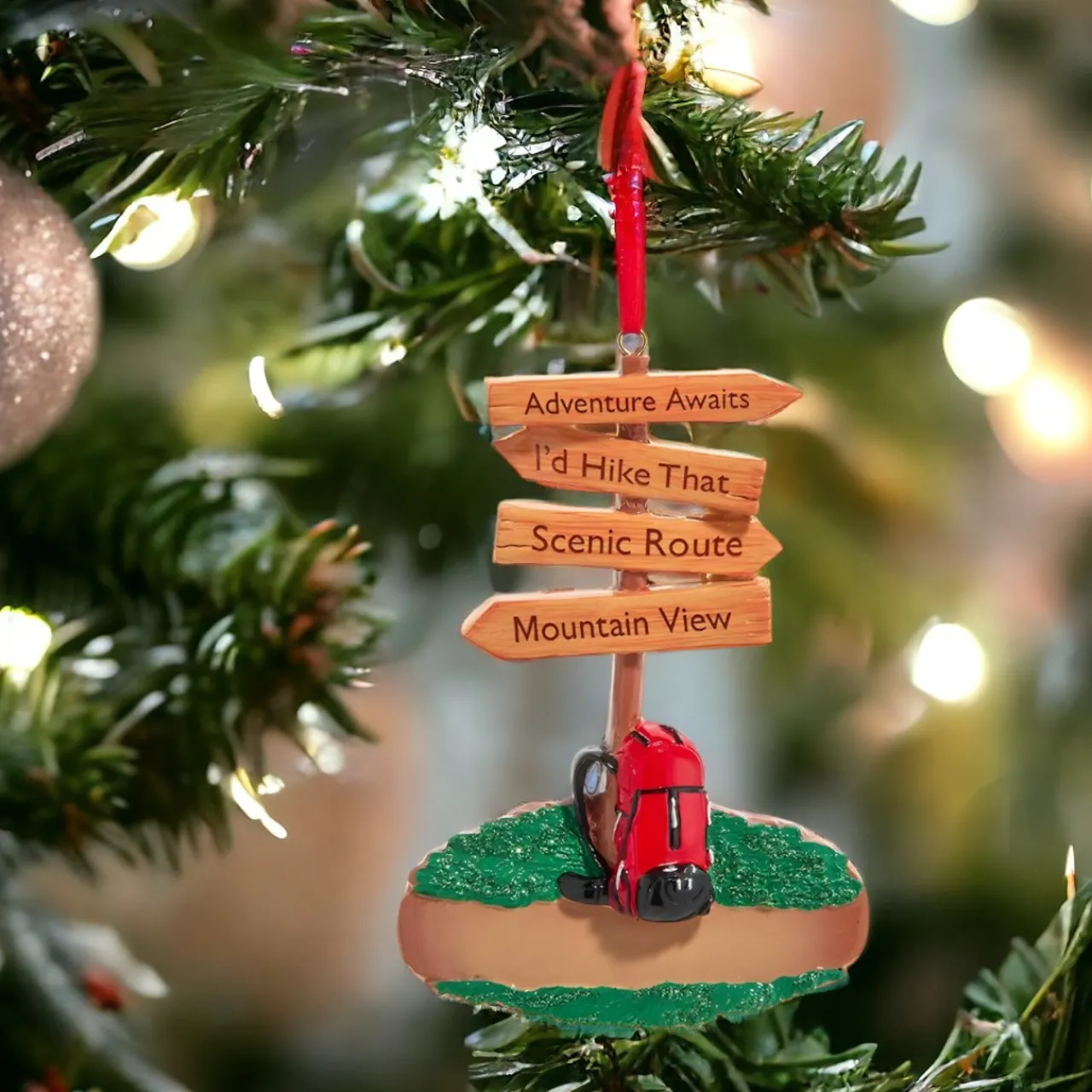 Personalized Resin Hiking Sign Ornament|Kurt Adler Outlet