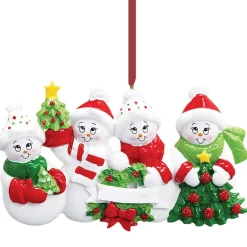 Personalized Snow Family of 4 Ornament| Sale