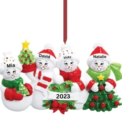 Personalized Snow Family of 4 Ornament| Sale