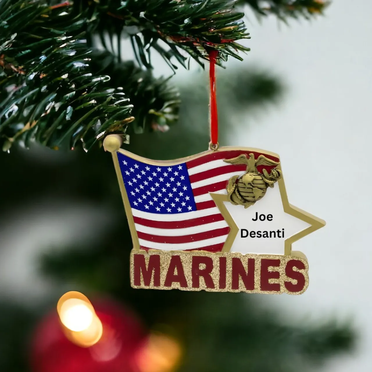 Personalized U.S. Marine Corps Flag Star Ornament|Kurt Adler Hot