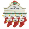 Personalized  White Mantle with 7 Red Stockings Ornament - The Christmas Loft| Outlet