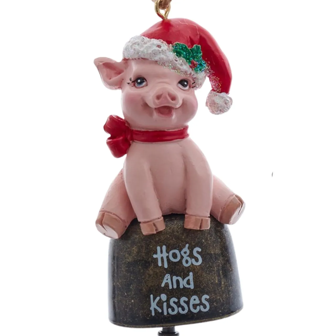Pig On Bell with "Hogs and Kisses" Ornament|Kurt Adler Sale