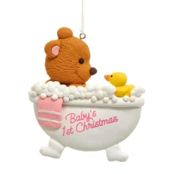 Pink Bear Tub First Christmas Ornament|Kurt Adler